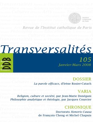 cover image of Transversalités n°105